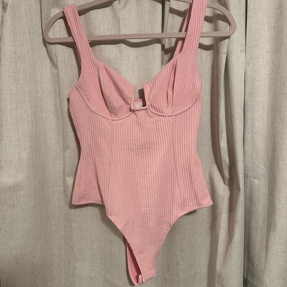 Astr Pink Ribbed Bodysuit - Picture 3 of 5